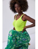 Short knitted blouse with straps, lime MP32858 - Online store - Boutique